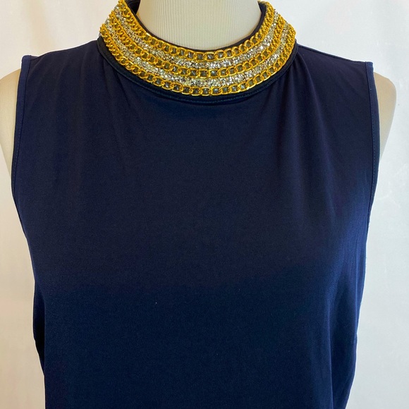 Jeweled Neckline Dark Navy Top New without tags - Picture 3 of 16